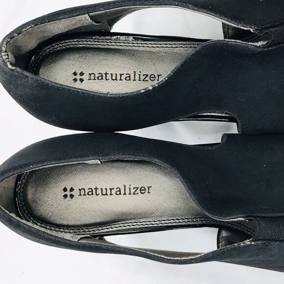 Naturalizer Bootie Shooties Heels Faux Suede Black10 Women Peep Whimsigoth Y2K - Picture 3 of 12